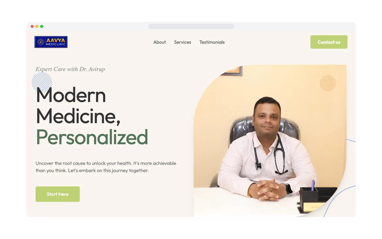 Aavya Mediclinic healthcare website showcase